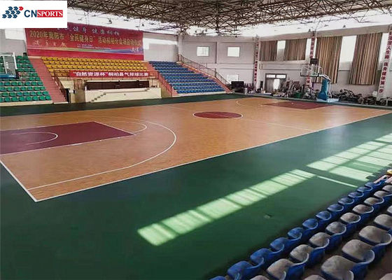 Wooden Texture Outside Basketball Court Flooring Soundproof